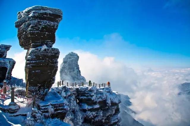 ——云雾深处看冰挂   贵州虽然没有北方的雪乡美景,但在梵净山