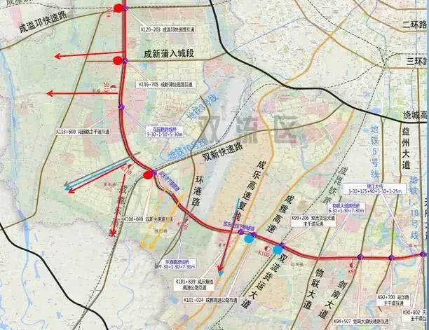 沿既有牧华路,双楠大道进行改造,穿过中电科产业园后,终点止于成温
