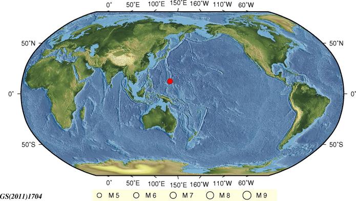 9月23日13时52分马里亚纳群岛以南发生6.0级地震