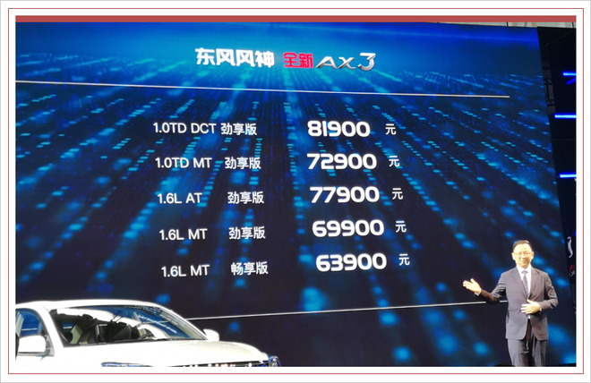 东风风神新款AX3正式上市 售价6.39-8.19万元