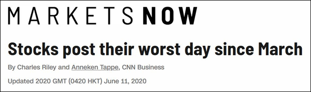 CNN报道截图 “股市经历了三月来最差的一天”
