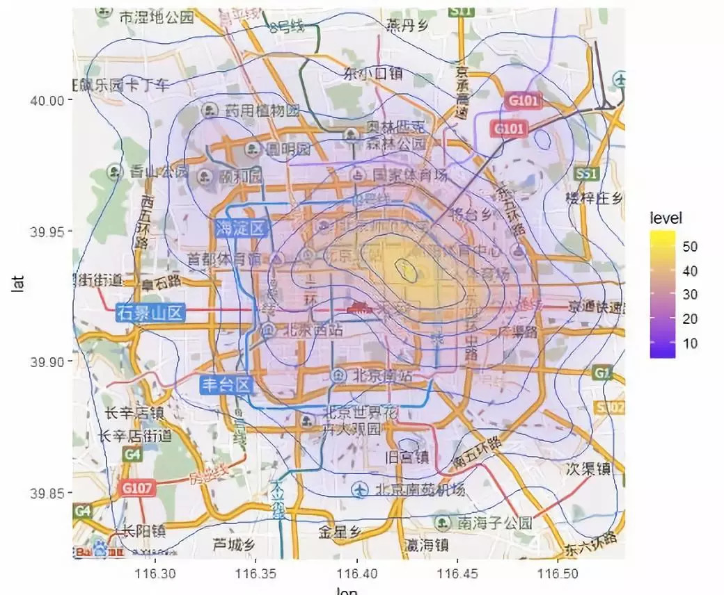  北京便利店分布密度图（来源by DT财经）