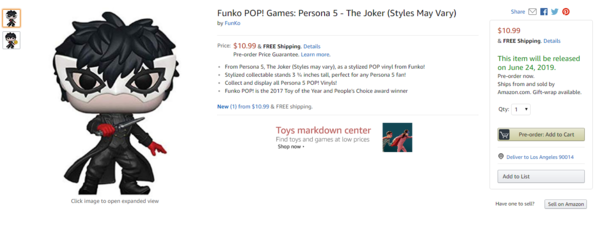 《女神异闻录5》Funko手办预售开启 仅需74元即可抱回家