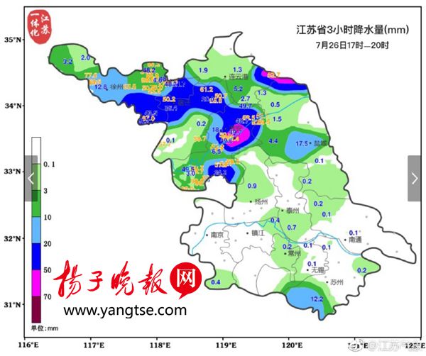 淮安、宿迁、扬州等地强降雨还在持续,省气象