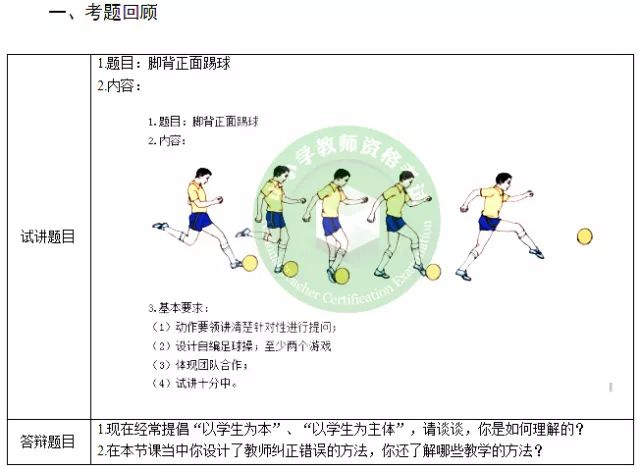 面试真题高中体育《脚背正面踢球》教学设计