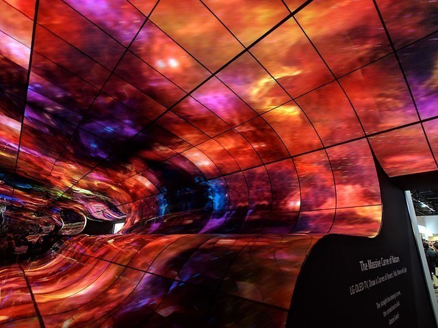 柔性OLED面板组建的展项在CES 2019上大放异彩