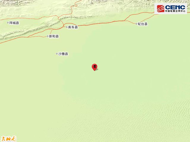沙雅县4.1级地震