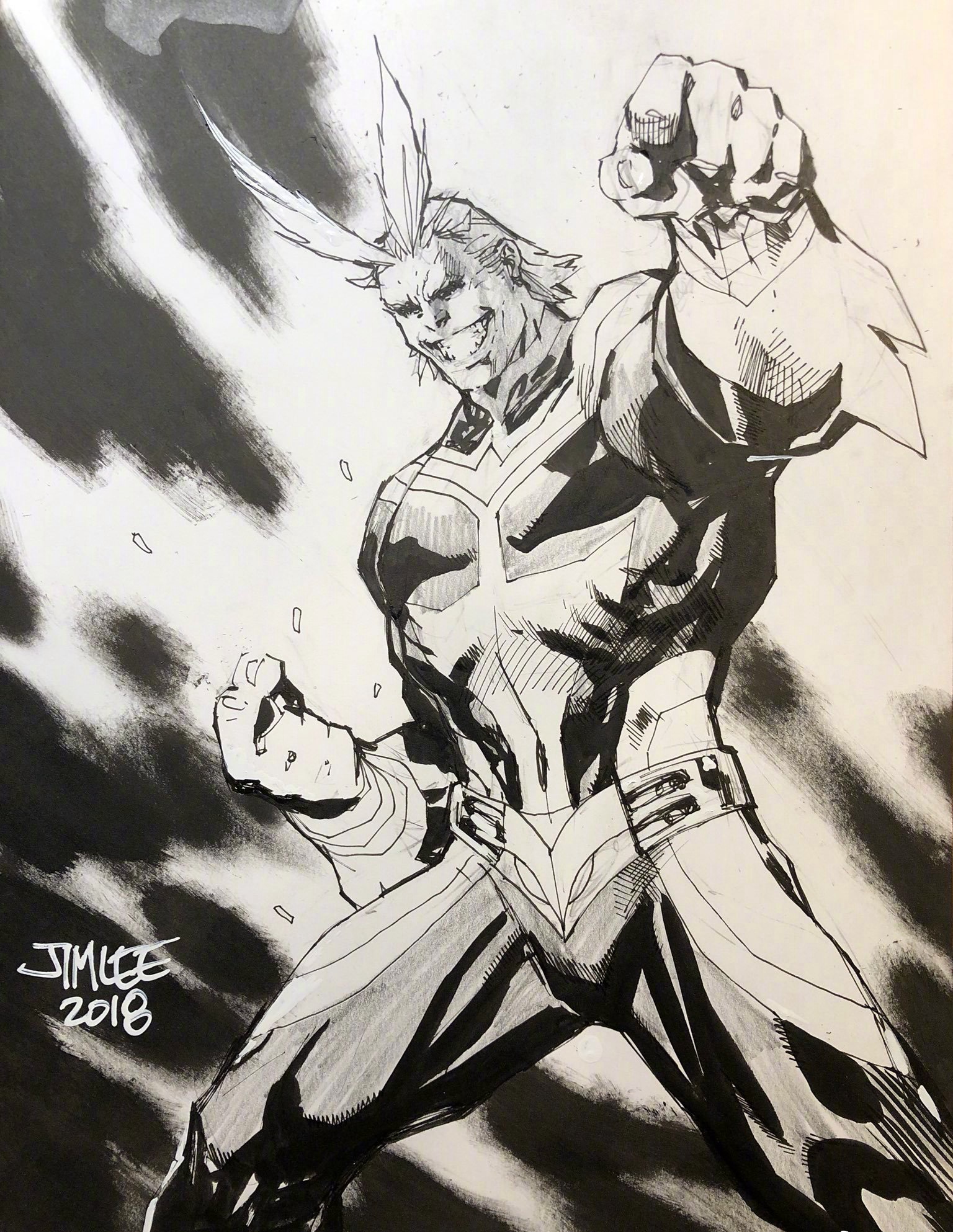 吉姆·李公开手绘欧尔麦特稿件_自媒体_新浪游戏_新浪网