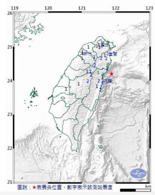 花莲深夜到清晨发生多起地震。(图片取自台媒)