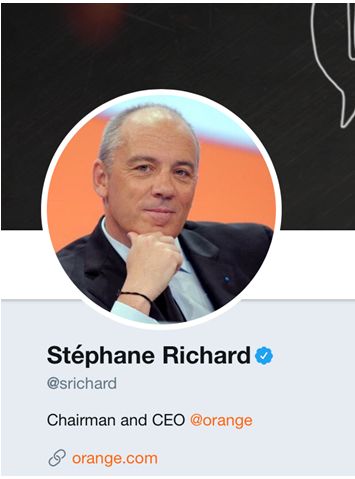  Orange CEO StéphaneRichard的个人推特页面