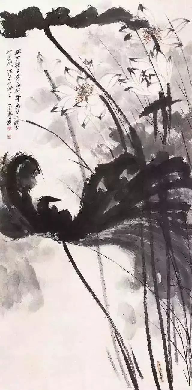 张大千画的荷花,被徐悲鸿赞到天上去了!