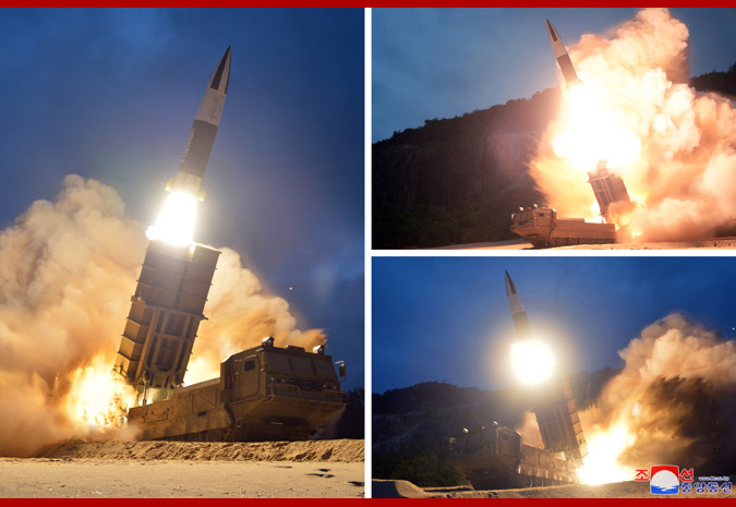 朝鲜试射新型弹道导弹“主体弹” 图源：朝中社