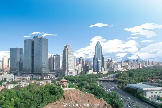 美翻!小伙绘制乌鲁木齐版《你的名字》,这图片风格简直了!