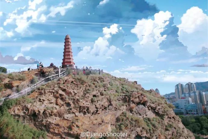 美翻!小伙绘制乌鲁木齐版《你的名字》,这图片风格简直了!