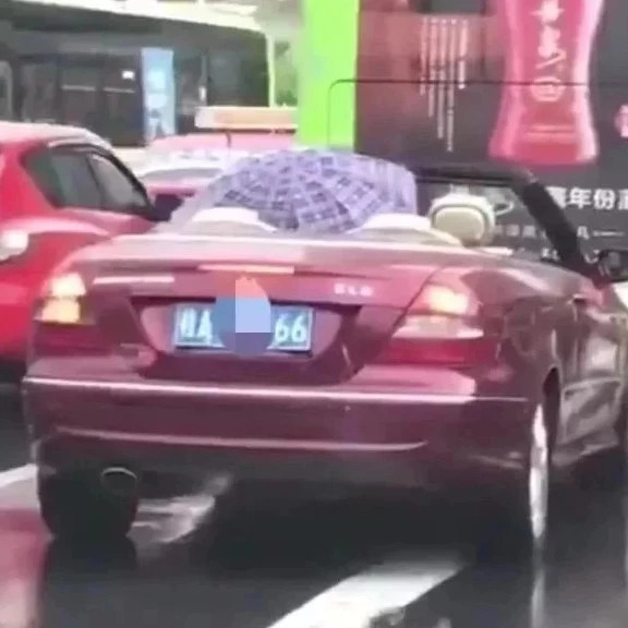 土豪的烦恼你不懂！大雨倾盆打伞开敞篷跑车？哈哈哈〜