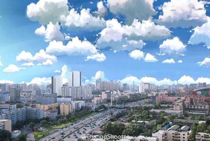 美翻!小伙绘制乌鲁木齐版《你的名字》,这图片风格简直了!