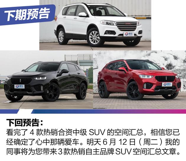 多大、多长你才满意?4款合资热销中级SUV空间对比
