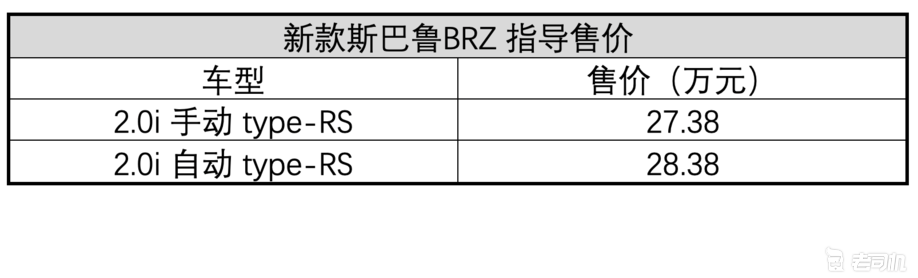"后驱超跑"重返中国市场 新款斯巴鲁BRZ售27.38万起