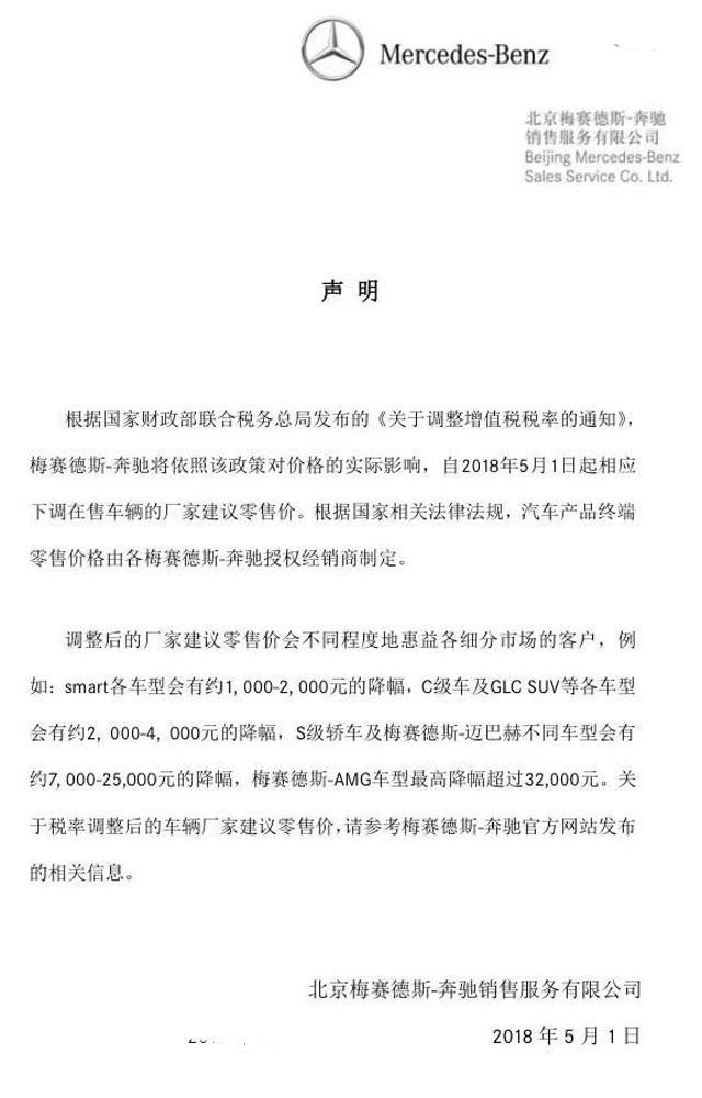 增值税下调 奔驰/林肯/捷豹路虎大降价