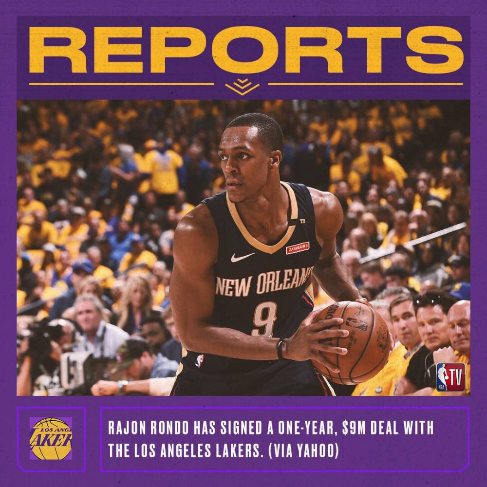 woj 隆多与湖人达成1年900万美元的加盟协议