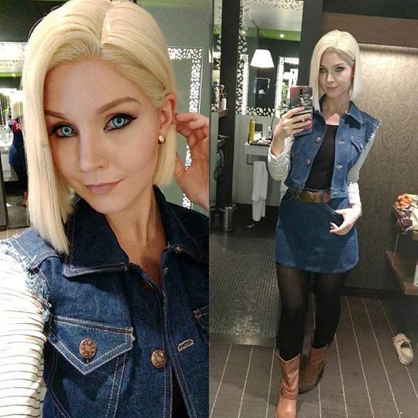 美女Cos《龙珠斗士Z》人造人18号 冷艳御姐杀气十足