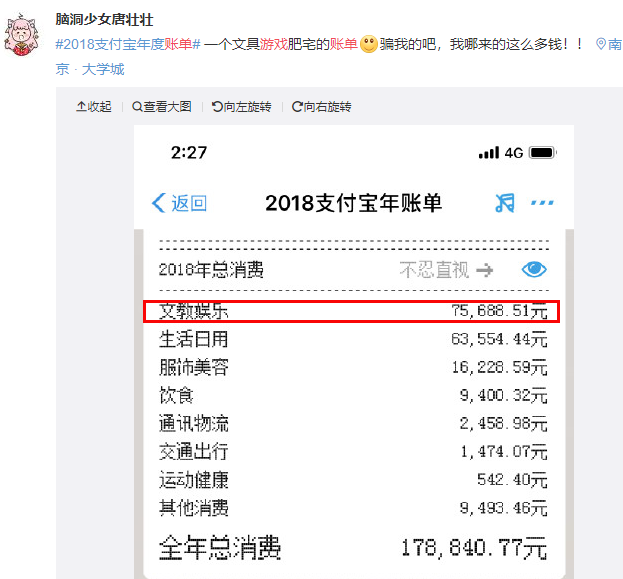 2018年支付宝年度账单出炉!网友:我哪儿来这么