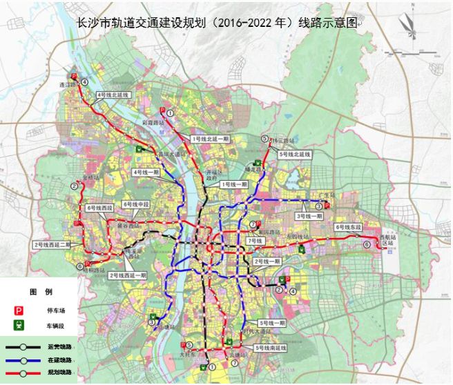 (截至2017年6月长沙轨道交通建设规划线路示意图.