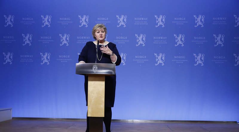 △ Picture shows Norwegian Prime Minister Solberg