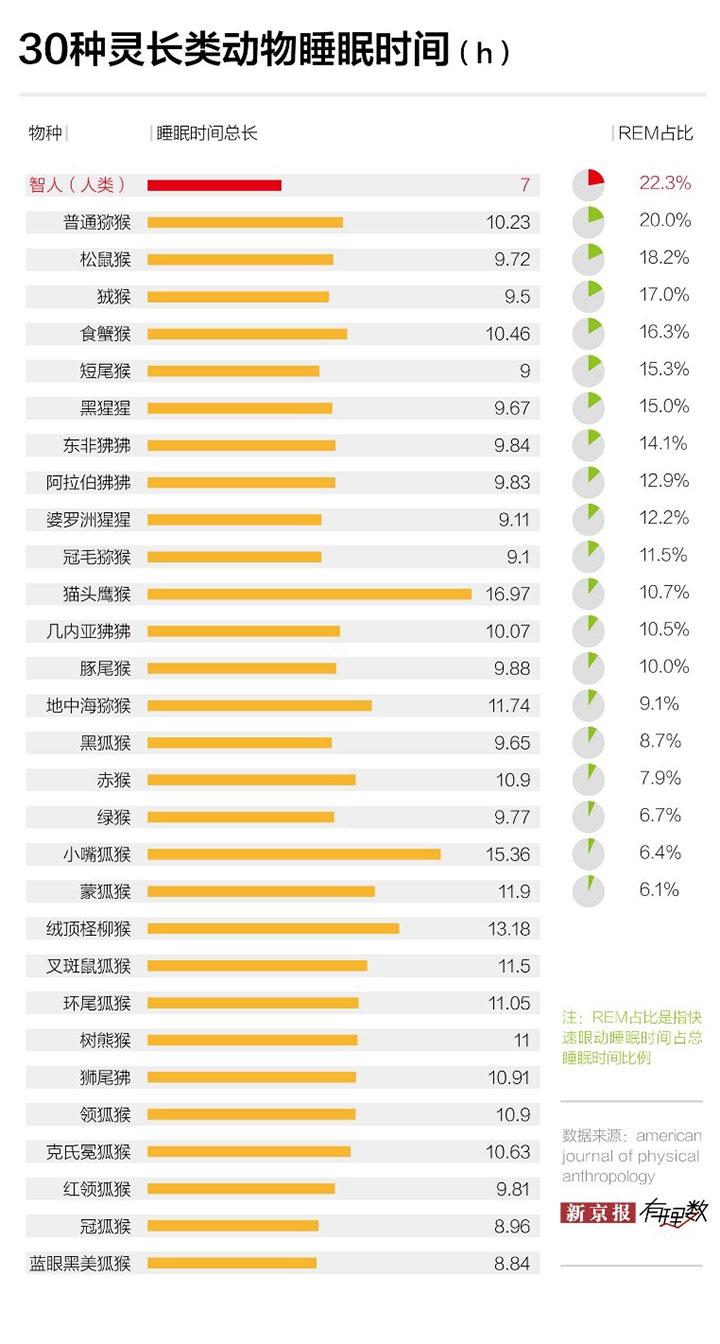 30类长灵的动物睡眠时间