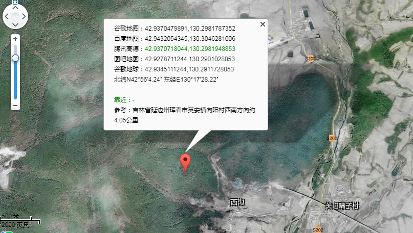 卫星地图显示,事发地点位于山区。来源:网络截图