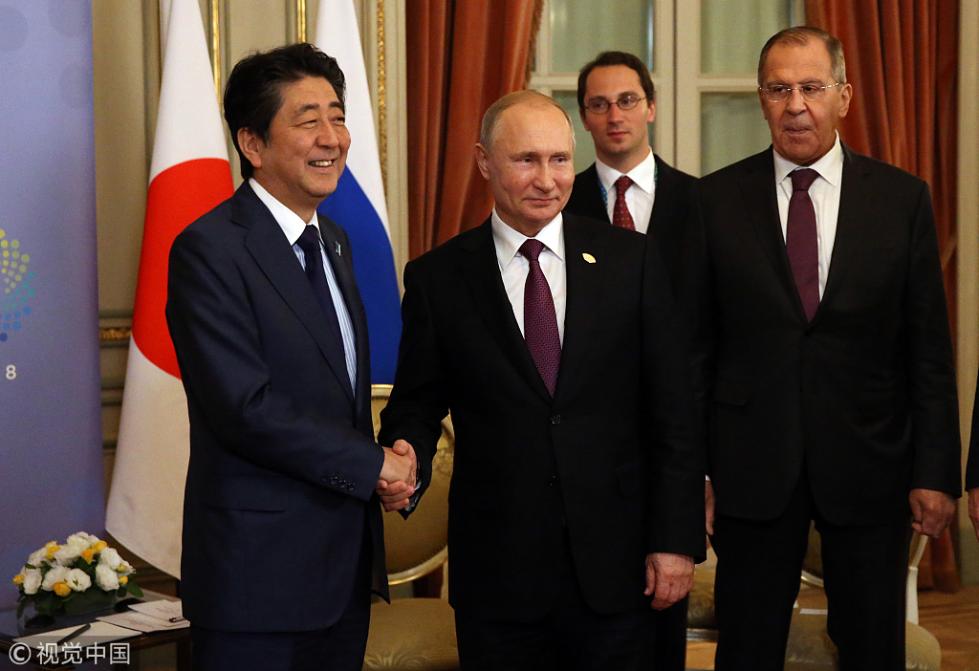 安倍和普京举行会晤 图源:视觉中国