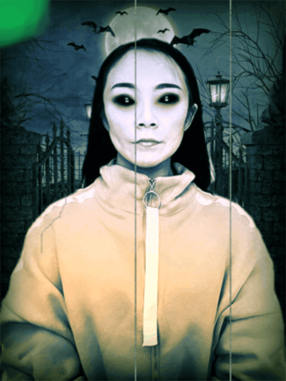 ps恶搞第698期:万圣节了,求大神给我p一个恐怖的鬼脸!