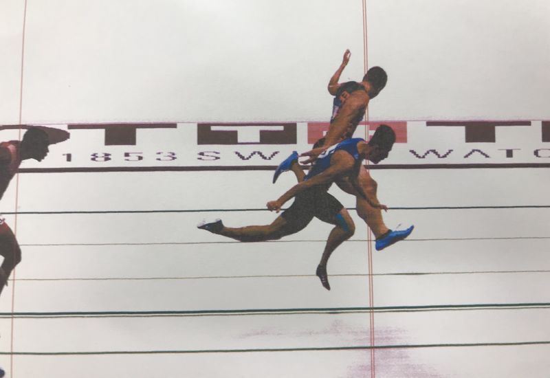 日本电视台转播亚运会男子200米决赛,一个镜头