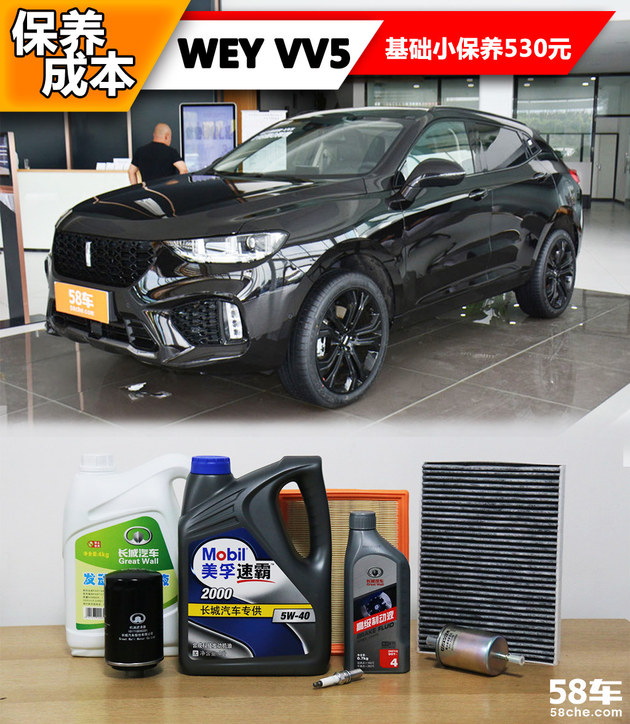 基础小保养530元 WEY VV5保养成本解析