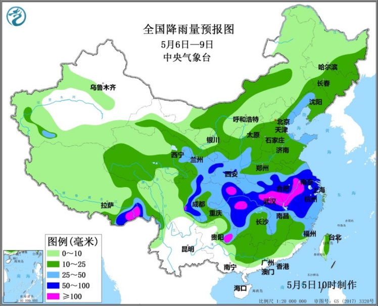 “五一”假期结束大范围降雨模式开启 多地大风