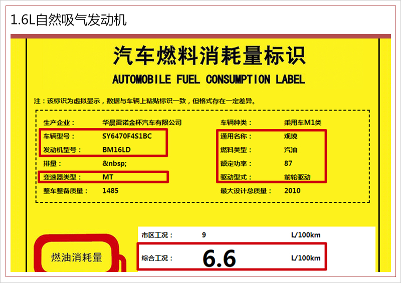 曝华晨雷诺观境1.6L版内饰 配中控大屏/机械手刹