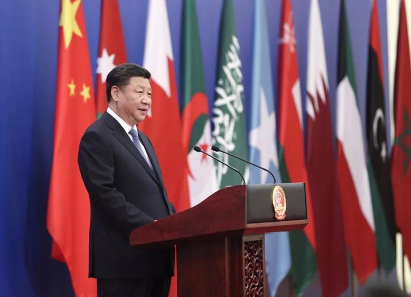  △7月10日，中阿合作论坛第八届部长级会议在北京开幕，习近平出席开幕式并发表重要讲话。他表示，阿拉伯国家是共建“一带一路”的天然合作伙伴。