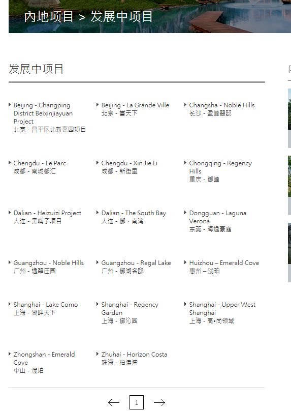 长实集团内地开发中项目 来源:长实集团网站