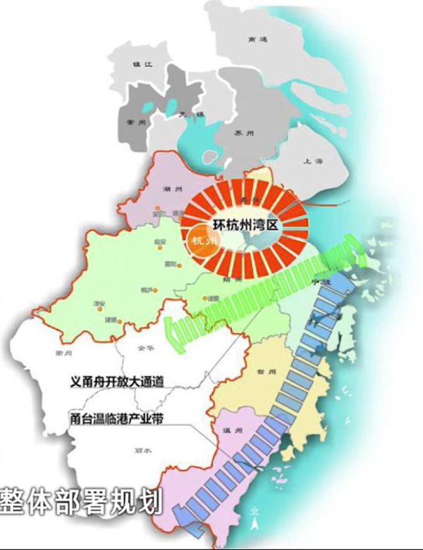 浙江大湾区规划图分析:一港两极三走廊四新区