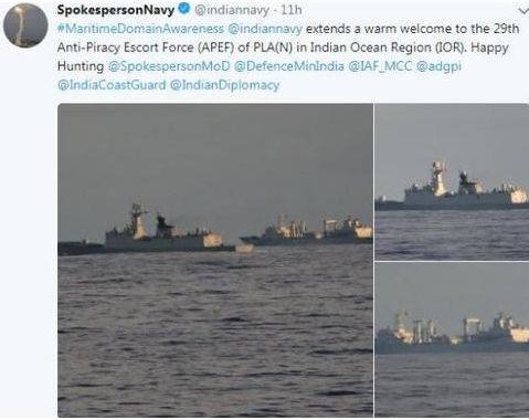 印度海军推文截图(图片来源:印度《斯坦时报》)