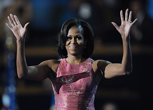 2012年9月4日，米歇爾·奧巴馬發表演講，爲丈夫競選助陣。新華社記者張軍攝