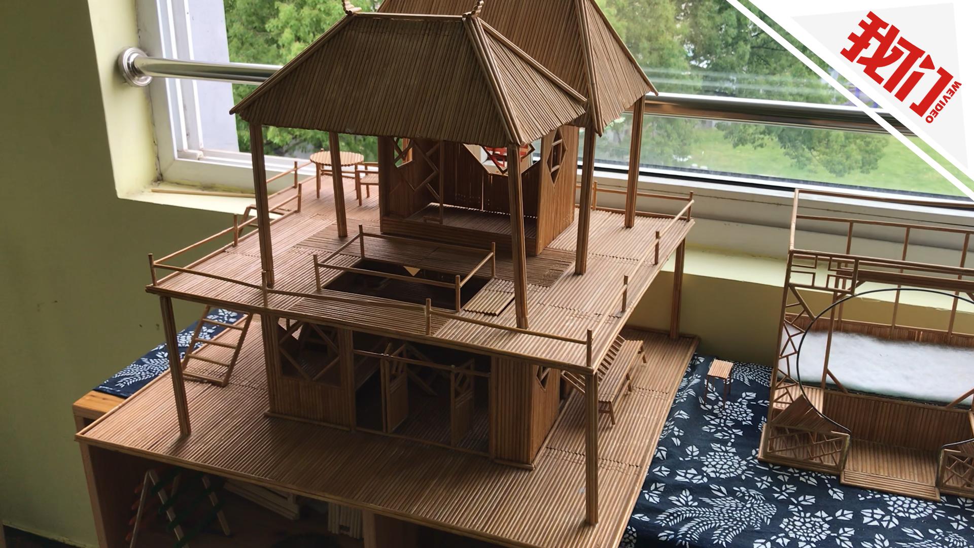 衢州一小学体育老师教美术 800多根筷子造凉亭