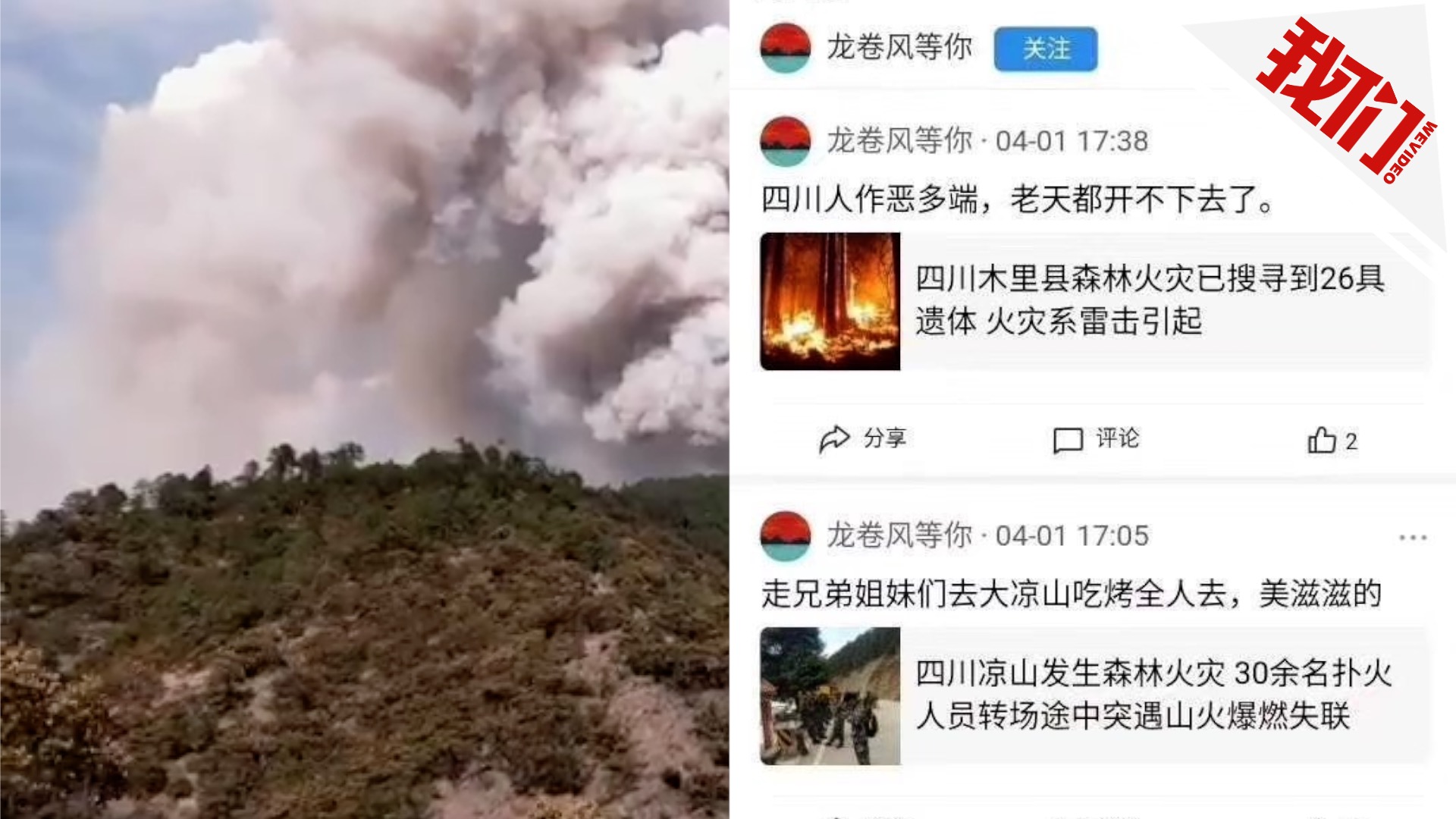 网民辱骂凉山火灾牺牲人员被拘留