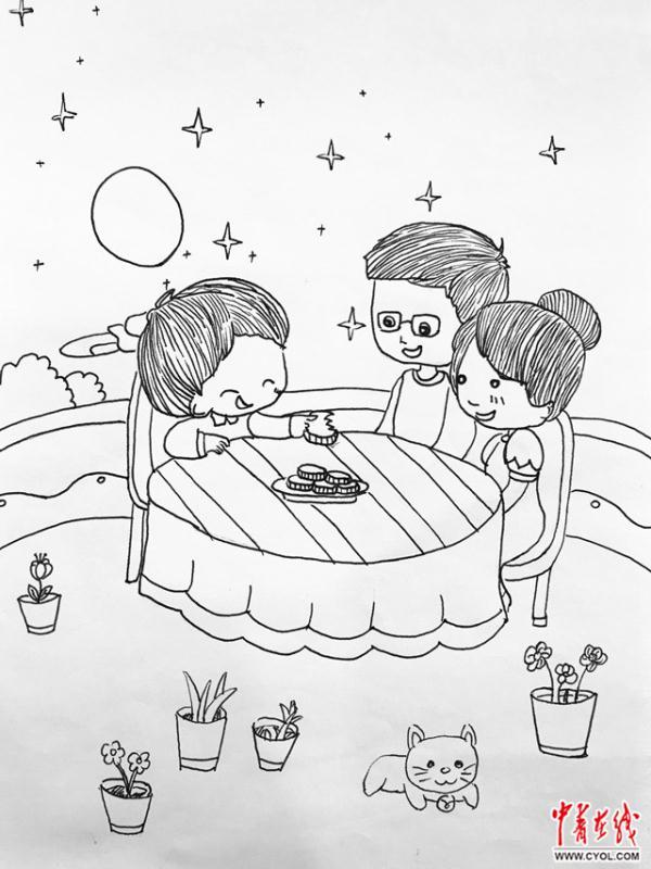手绘漫画|吃月饼,赏月,团圆饭……中秋要团圆