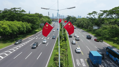 燃！巨幅国旗“亮相”深南大道，深情表白“我爱你中国”
