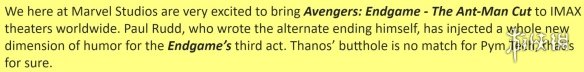 漫威总裁:《复联4》将推出“蚁人剪辑版”会有全新结局