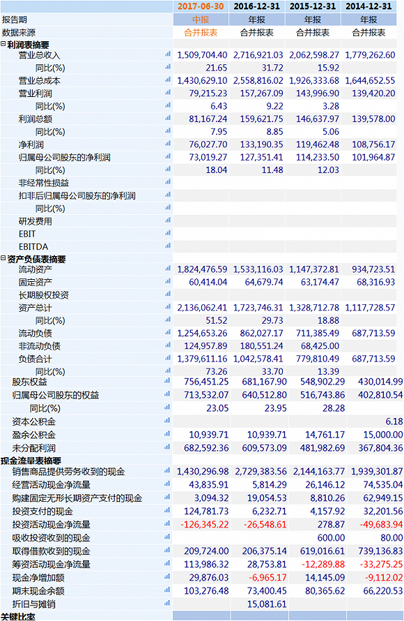 “16金立债”公司财务摘要