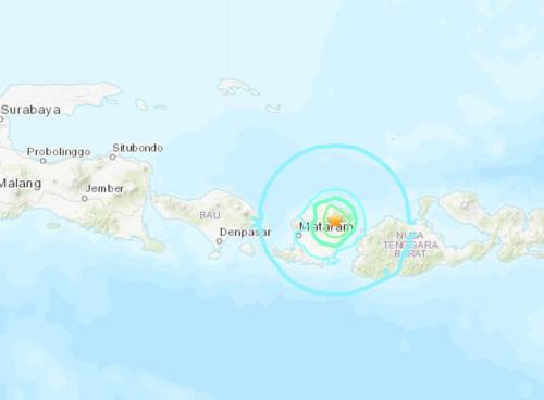 印尼松巴哇岛发生5.5级地震 震源深度23.6公里