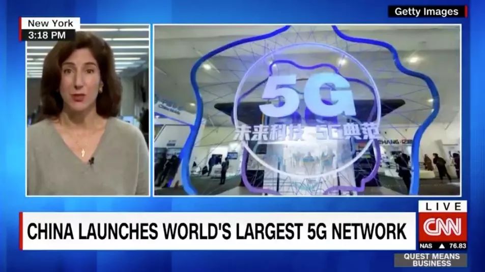 ▲CNN经济分析师拉纳·福鲁哈尔在节目中谈论中国5G技术发展(视频截图)
