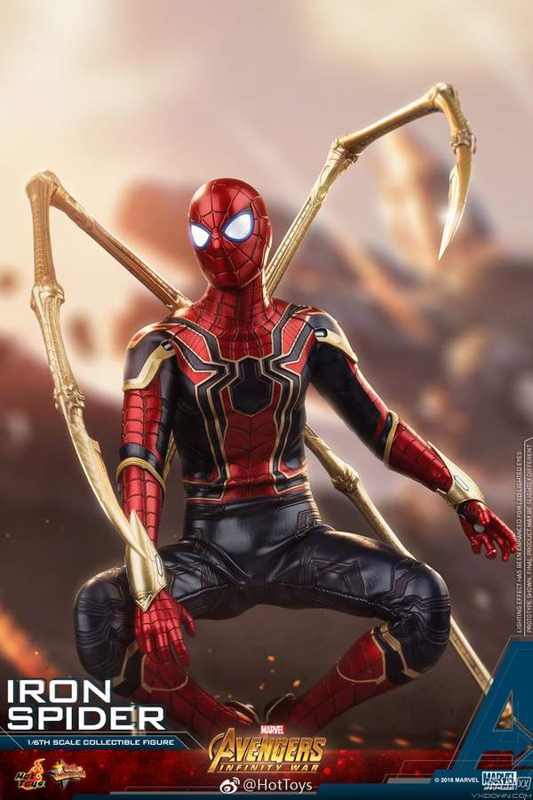 《复联3》“钢铁蜘蛛侠”人偶 极致还原，金色蛛爪吸睛